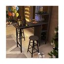 3 Pieces Bar Table And Chair Set With 6 Bottle Wine Racks Brown