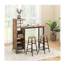 3 Pieces Bar Table And Chair Set With Wine Racks Rustic Brown