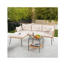 3 Pieces Corner Patio Furniture With Small Coffee Table Beige