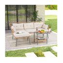 3 Pieces Corner Patio Furniture With Small Coffee Table Beige