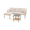 3 Pieces Corner Patio Furniture With Small Coffee Table Beige