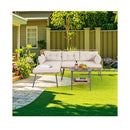 3 Pieces Corner Patio Furniture With Small Coffee Table Beige