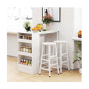 3 Pieces Industrial Kitchen Dining Bar Table Set With 2 Stools White