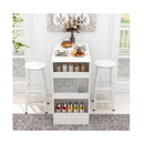 3 Pieces Industrial Kitchen Dining Bar Table Set With 2 Stools White