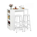 3 Pieces Industrial Kitchen Dining Bar Table Set With 2 Stools White