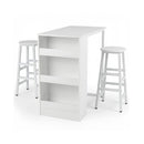 3 Pieces Industrial Kitchen Dining Bar Table Set With 2 Stools White