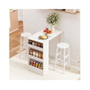3 Pieces Industrial Kitchen Dining Bar Table Set With 2 Stools White