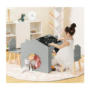 3 Pieces Kids Wooden Table And Chair Set With Chalkboards Grey