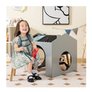 3 Pieces Kids Wooden Table And Chair Set With Chalkboards Grey