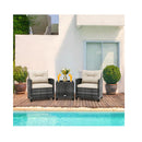 3 Pieces Patio Rattan Sofa Set With Soft Seat White