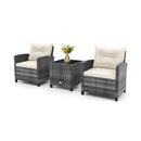 3 Pieces Patio Rattan Sofa Set With Soft Seat White