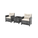 3 Pieces Patio Rattan Sofa Set With Soft Seat White