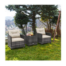 3 Pieces Patio Rattan Sofa Set With Soft Seat White