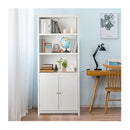 3 Shelf Bookcase With Double Doors Adjustable Shelves Cabinet White