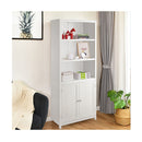 3 Shelf Bookcase With Double Doors Adjustable Shelves Cabinet White