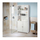 3 Shelf Bookcase With Double Doors Adjustable Shelves Cabinet White
