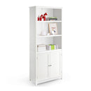 3 Shelf Bookcase With Double Doors Adjustable Shelves Cabinet White