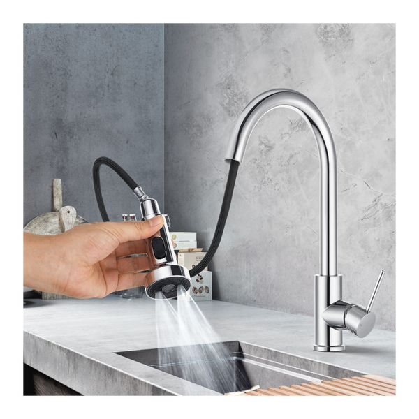 3 Spray Patterns Swivel Pull Out Kitchen Sink Laundry Mixer Tap