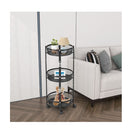 3 Tier Folding Kitchen Trolley Cart With Baskets