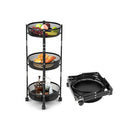 3 Tier Folding Kitchen Trolley Cart With Baskets