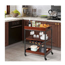 3 Tier Kitchen Island Cart With Wine Rack Glass Holders Handle