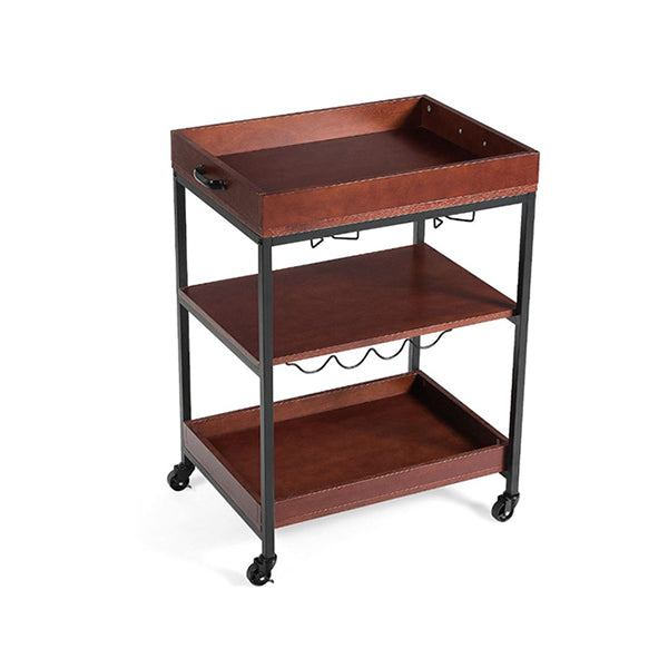 3 Tier Kitchen Island Cart With Wine Rack Glass Holders Handle