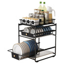 3 Tiers Kitchen Dish Rack Bowl Tableware Drying Holder Carbon Steel