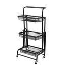 3 Tier Kitchen Trolley Cart Swivel