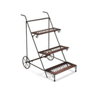3 Tier Metal Ladder Shaped Plant Stand With Wheels Handle