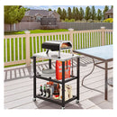 3Tier Outdoor Grill Cart On Wheels With Stainless Steel Top And Handle