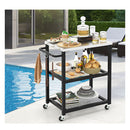 3Tier Outdoor Grill Cart On Wheels With Stainless Steel Top And Handle