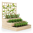 3Tier Raised Garden Bed With Trellis And Planting Frame Natural