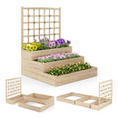 3Tier Raised Garden Bed With Trellis And Planting Frame Natural