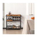 3 Tier Rolling Bar Cart With Removable Tray For Dining Room