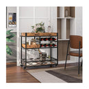 3 Tier Rolling Bar Cart With Removable Tray For Dining Room