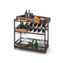 3 Tier Rolling Bar Cart With Removable Tray For Dining Room