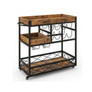 3 Tier Rolling Bar Cart With Removable Tray For Dining Room