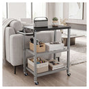 3 Tier Rolling Grill Cart Kitchen Cart With Tabletop Silver