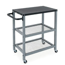 3 Tier Rolling Grill Cart Kitchen Cart With Tabletop Silver