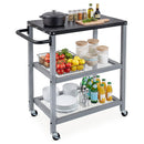 3 Tier Rolling Grill Cart Kitchen Cart With Tabletop Silver