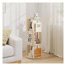 3Tier Rotating Bookshelf Tower With Display Stands Light Oak