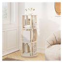 3Tier Rotating Bookshelf Tower With Display Stands Light Oak