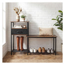 3 Tier Shoe Rack Bench With Drawer And Metal Frame Rustic Brown