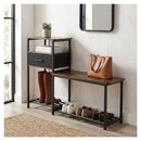 3 Tier Shoe Rack Bench With Drawer And Metal Frame Rustic Brown