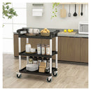 3 Tier Utility Cart With Lockable Wheels And Double Handles