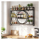3 Tier Wall Mounted Wine Rack With Glass Holder Black