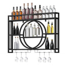 3 Tier Wall Mounted Wine Rack With Glass Holder Black