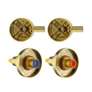 Brushed Gold Shower Twin Taps Brass Round Bathroom Valve