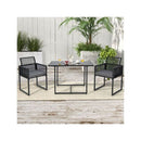 3 Pieces Outdoor Dining Set With Folding Backrest