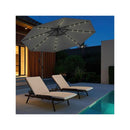 Solar Offset Hanging Umbrella With 32 LED Lights And 360 Rotation